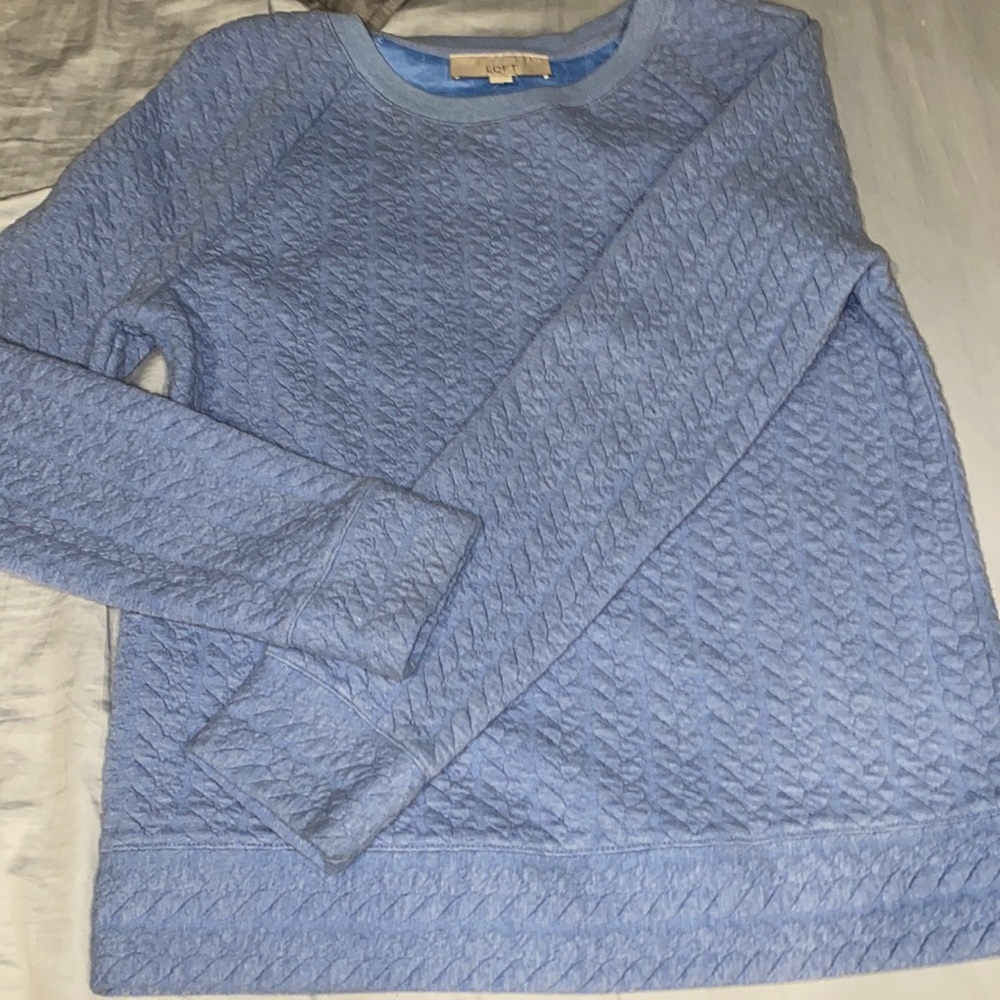 LOFT quilted blue sweater